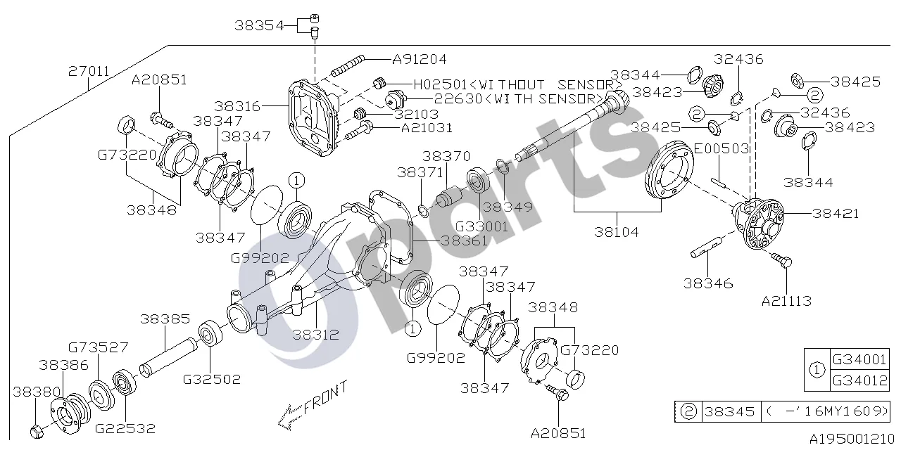 Subaru Forester SJ (2013–2018) Diferencialas (atskiras) schema – pozicija 22630: Jutiklio mazgas – temperatūros
