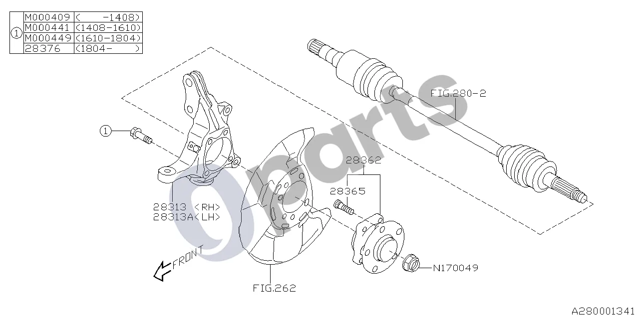 Subaru Forester SJ (2013–2018) Korpusas (20A) schema – Flanšinis varžtas