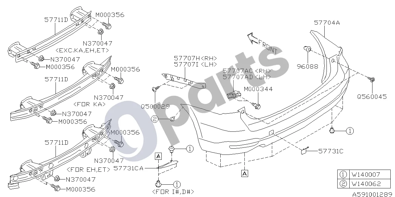 Subaru Forester SJ (2013–2018) Galinis bamperis schema – pozicija 57731C: Galinio bamperio dangtis