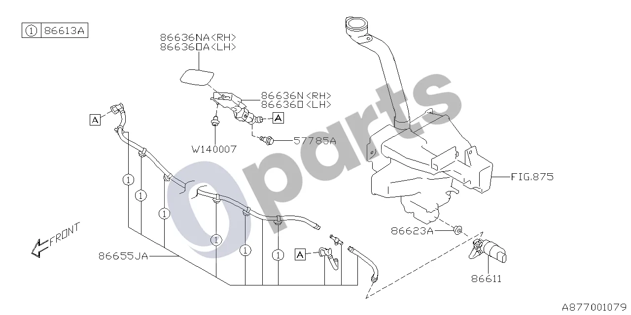 Subaru Forester SJ (2013–2018) Priekinių žibintų plovimo purkštukas schema – Žibintų plovimo purkštuko dangtelis, kairys, komplektas
