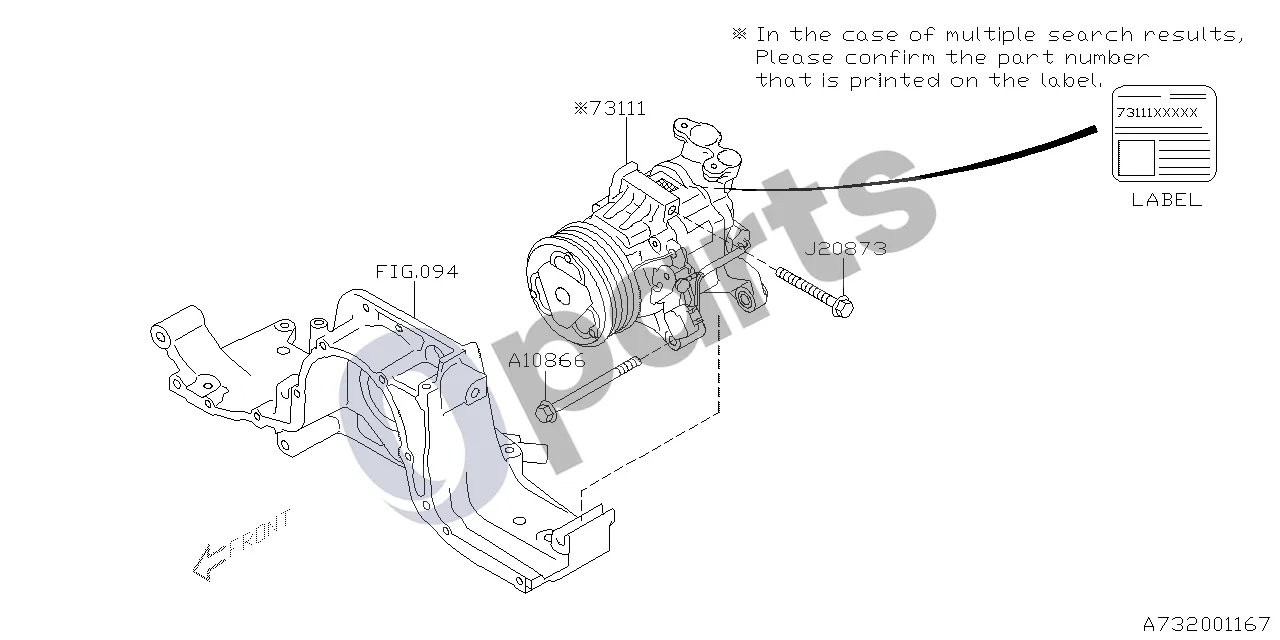 Subaru Forester SJ (2013–2018) Kompresorius (20Z) schema – pozicija 73111: Kompresorius, komplektas