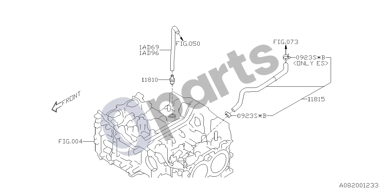 Subaru Forester SJ (2013–2018) 08.2012 - ..., 20A +20B +25A +25B (25B) schema – pozicija 11815: Karterio dujų vėdinimo (PCV) žarnos mazgas