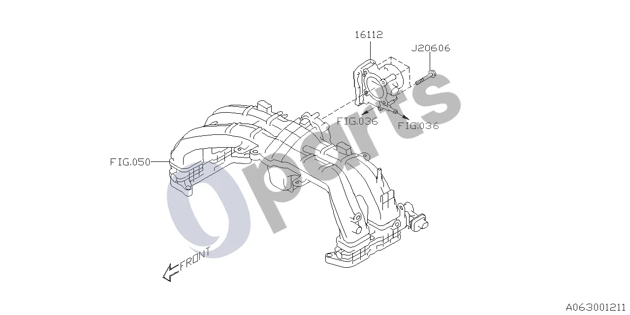 Subaru Forester SJ (2013–2018) 04.2018 - ..., 20# +25# (25C, 25D) schema – pozicija 16112: Elektrinės droselio sklendės kameros mazgas