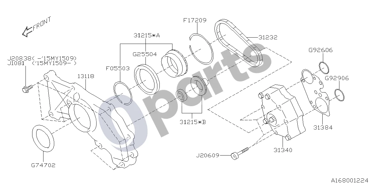 Subaru Forester SK (2018–2025) Automatinė pavarų dėžė, alyvos siurblys schema – pozicija 31232: Alyvos siurblio grandinė