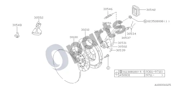 Subaru Impreza I sankabos laikiklis – schema