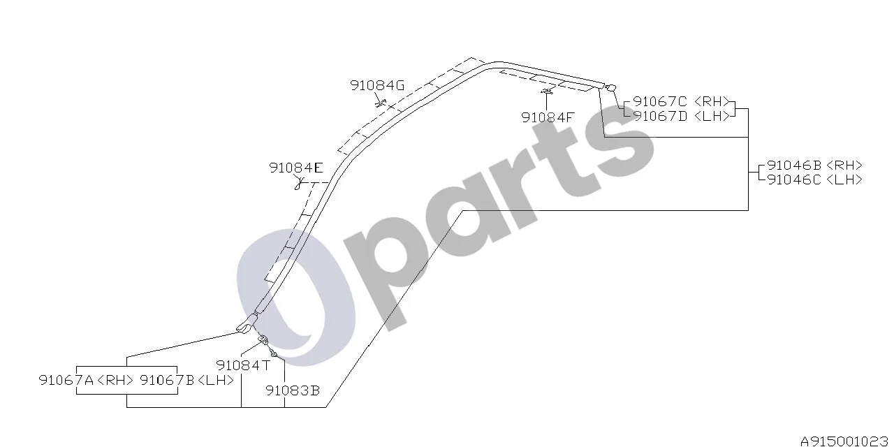 Subaru Impreza I (1993–2000) 08.1992 - ..., S +2C (EJ161) schema – pozicija 91084G: Apdailos juostos segtukas, centrinis