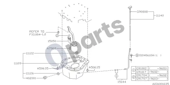 Subaru Impreza I alyvos karteris – schema
