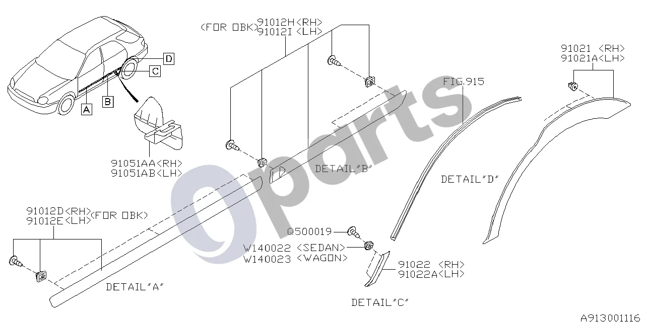 Subaru Impreza II (2003–2005) Apsauga schema – pozicija 91022: Galinio sparno apsauga, dešinė