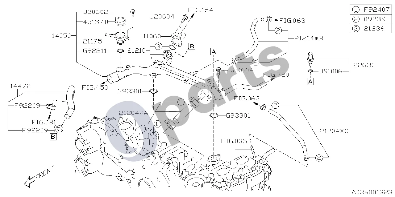Subaru Impreza IV (2013–2016) Vandens vamzdis (1, 20C) schema – pozicija 21175: Vandens pildymo kaklelis