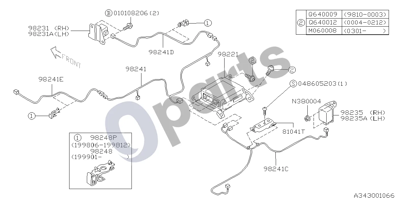 Subaru Legacy (1999–2003) Sistema (EJ201) schema – pozicija 98221: Oro pagalvių valdymo blokas