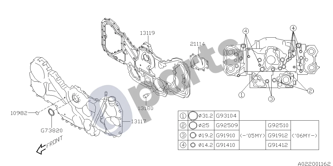 Subaru Legacy (1999–2003) Kėbulas (30D) schema – Sandarinimo žiedas