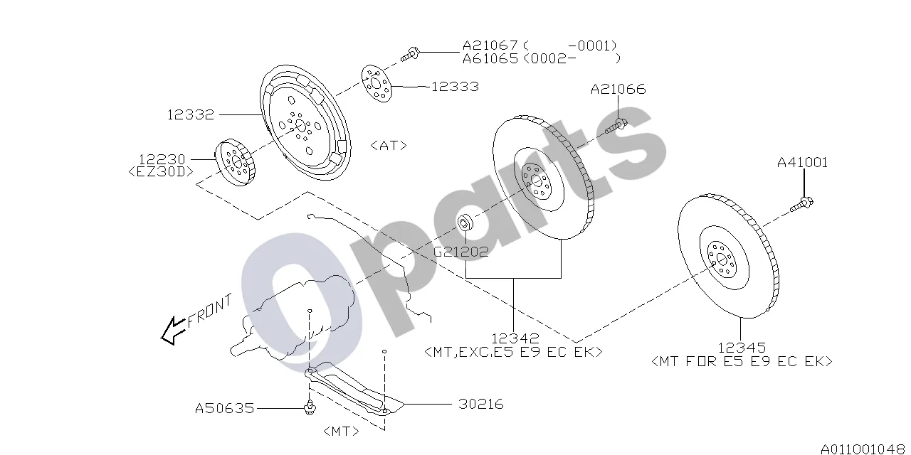 Subaru Legacy (1999–2003) Smagratis (EZ30D) schema – pozicija 12230: Plokštė – alkūninio veleno jutiklis