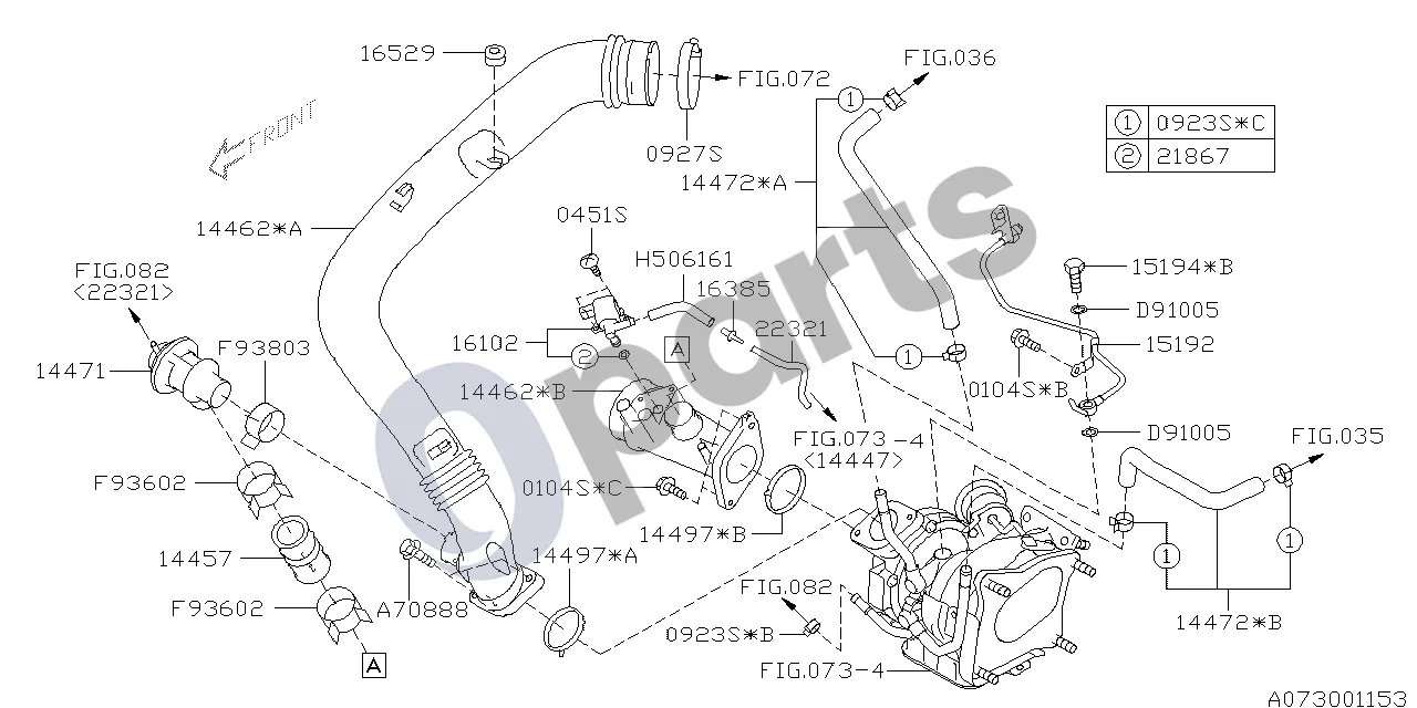 Subaru Legacy (2010–2016) Oro kanalas schema – pozicija 14497B: Oro įsiurbimo kanalo tarpiklis