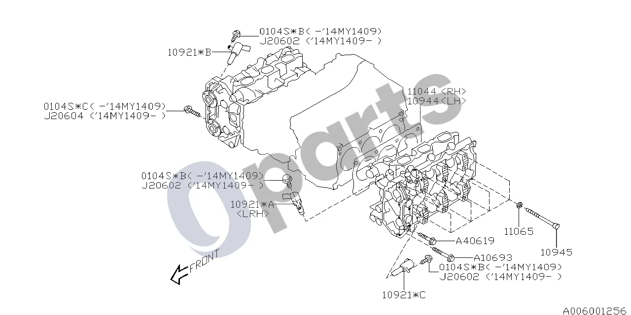 Subaru Legacy (2010–2016) Sistema (36D) schema – pozicija 10921C: Vožtuvas – tepalo valdymo, mazgas
