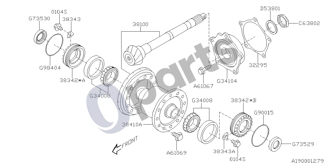 Subaru Levorg (2014–) Diferencialas (pavarų dėžė) schema – Ritininis guolis