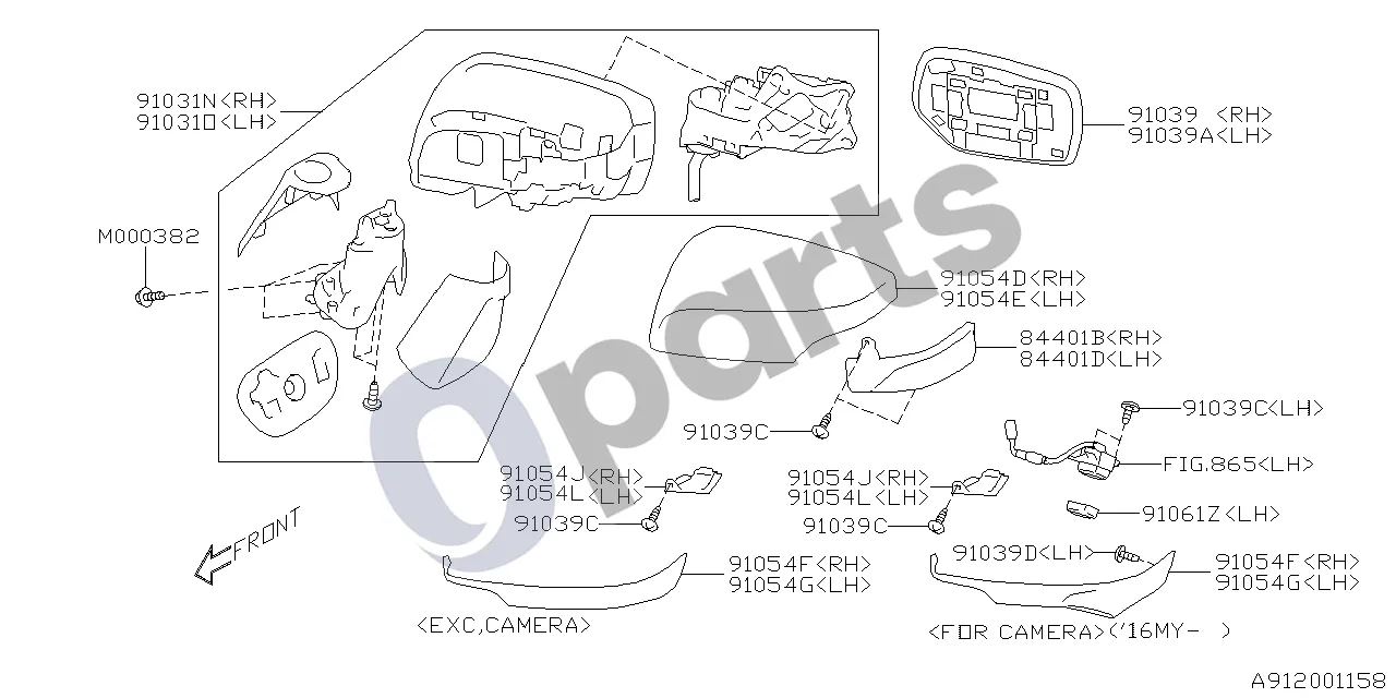 Subaru Levorg (2014–) Galinio vaizdo veidrodis schema – pozicija 91054E: Išorinio veidrodėlio gaubtas, kairys