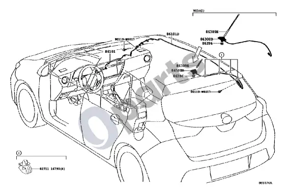 Toyota Auris E180 antena – schema