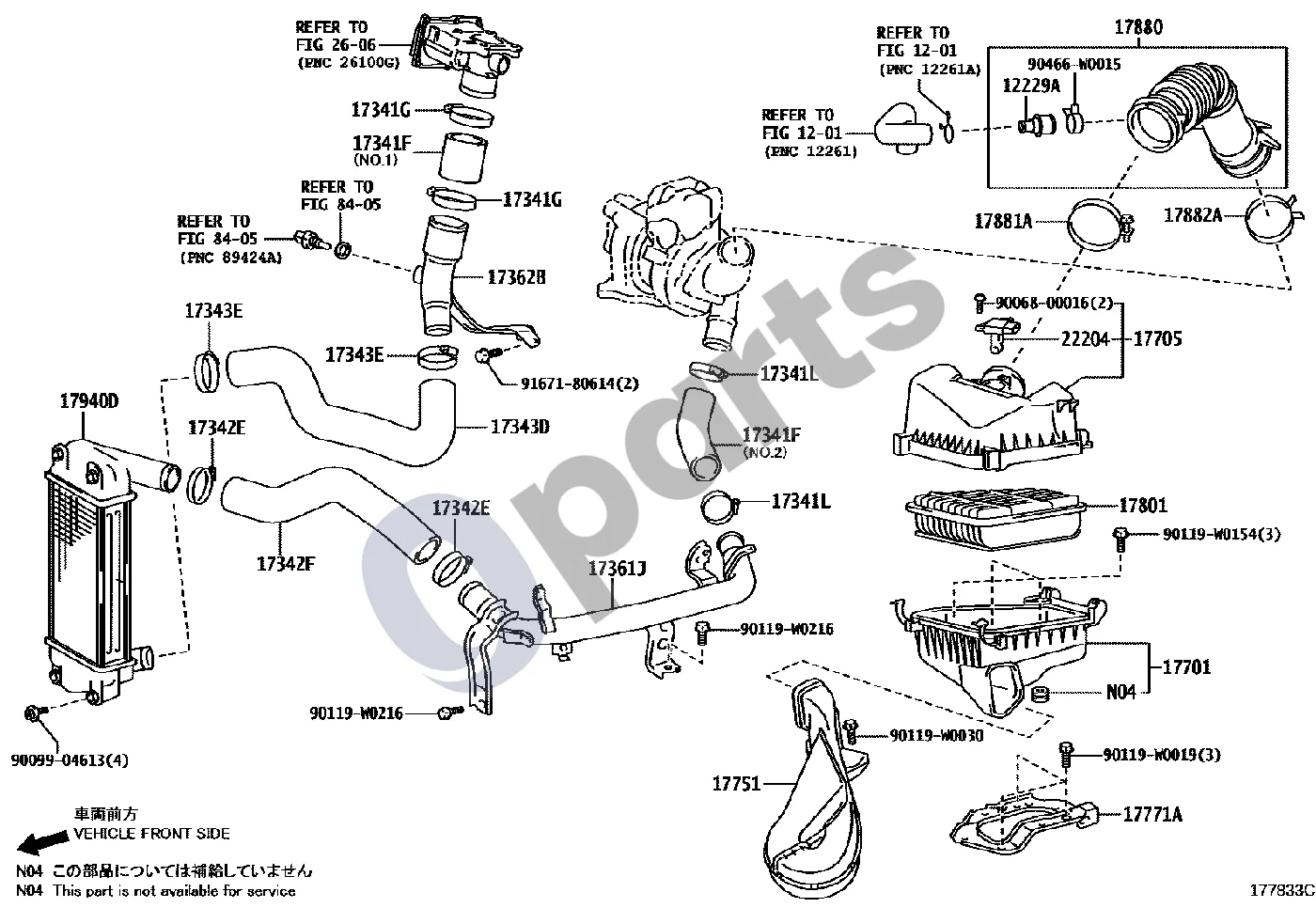 Toyota Auris E180 (2012–2018) Oro filtras (1NDTV) schema – pozicija 17343D: Oro žarna Nr. 3