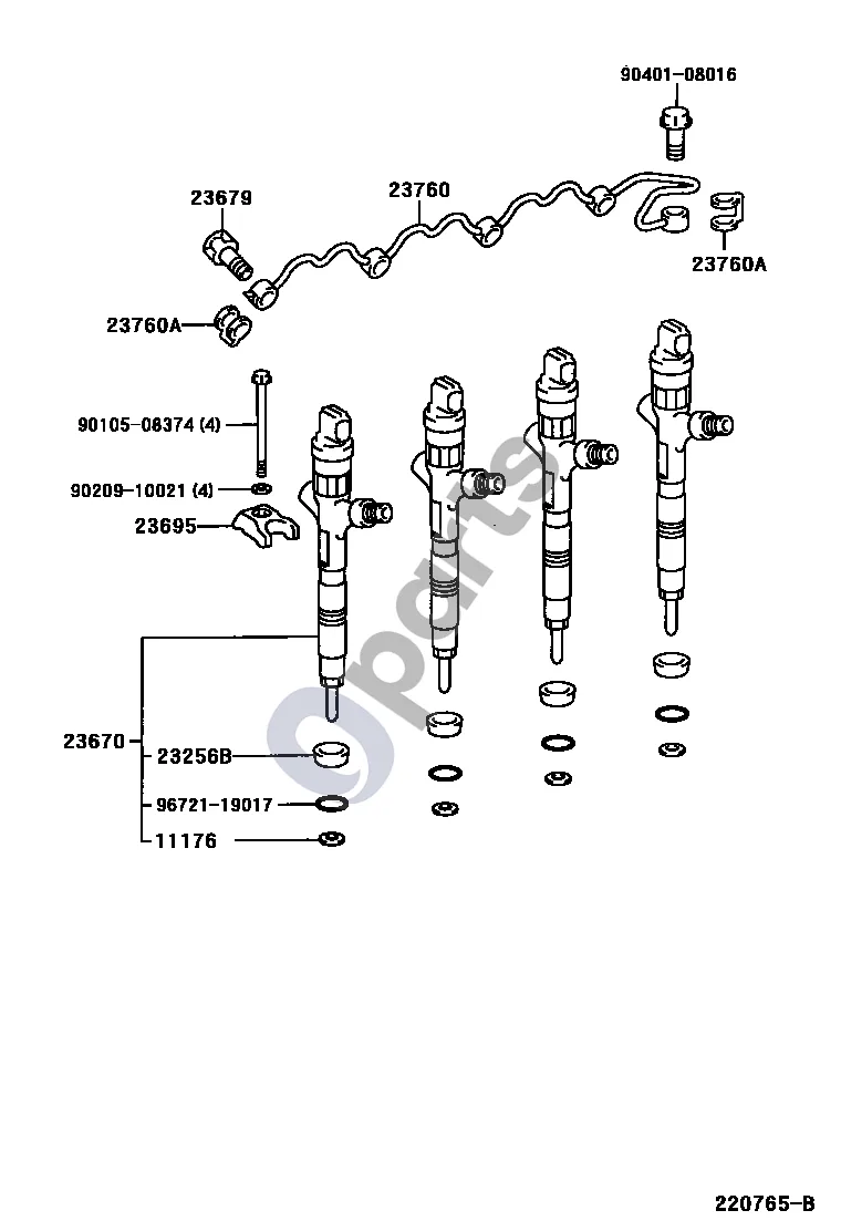 Toyota Avensis T220 (2000–2003) Purkštukas schema – pozicija 11176: Purkštuko lizdas
