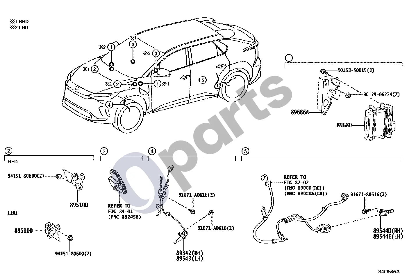 Toyota bZ4X (2022–) ABS ir VSC schema – pozicija 89680: Stabdžių valdymo maitinimo blokas, mazgas