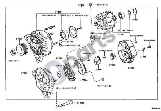 Toyota Corolla E110 generatorius – schema