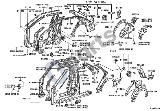 Toyota Corolla E110 lonžeronas – schema