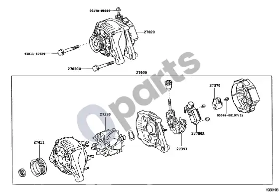 Toyota Corolla E120 E130 generatorius – schema