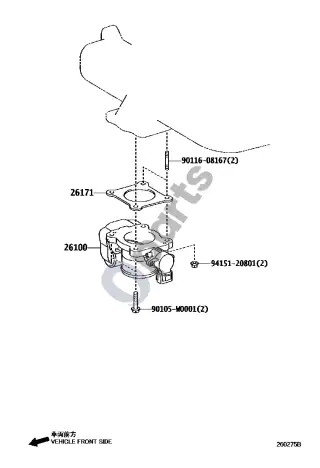 Toyota Corolla E120 E130 (2004–2007) Venturi vamzdis – schema