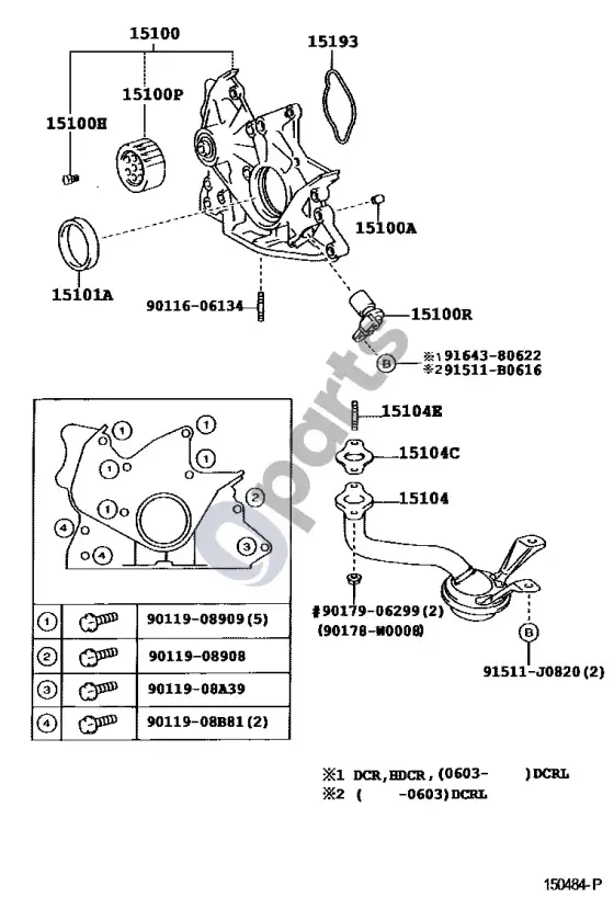 Toyota Corolla E120 E130 variklio alyvos siurblys – schema