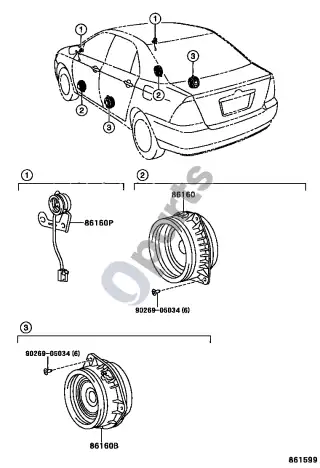 Toyota Corolla E120 E130 (2004–2007) Garsiakalbis – schema