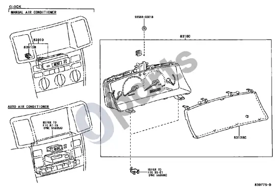 Toyota Corolla E120 E130 prietaisas – schema