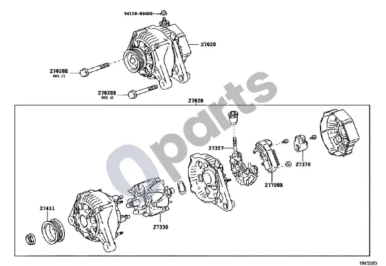 Toyota Corolla E120 E130 generatorius – schema