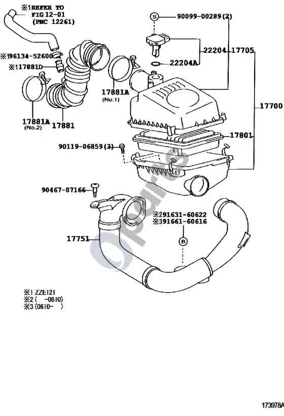 Toyota Corolla E120 E130 oro filtras – schema
