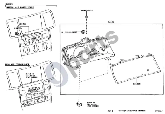 Toyota Corolla E120 E130 prietaisas – schema