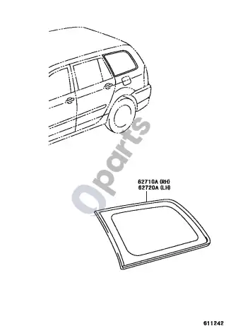Toyota Corolla E120 E130 (2000–2004) Šoninis langas – schema