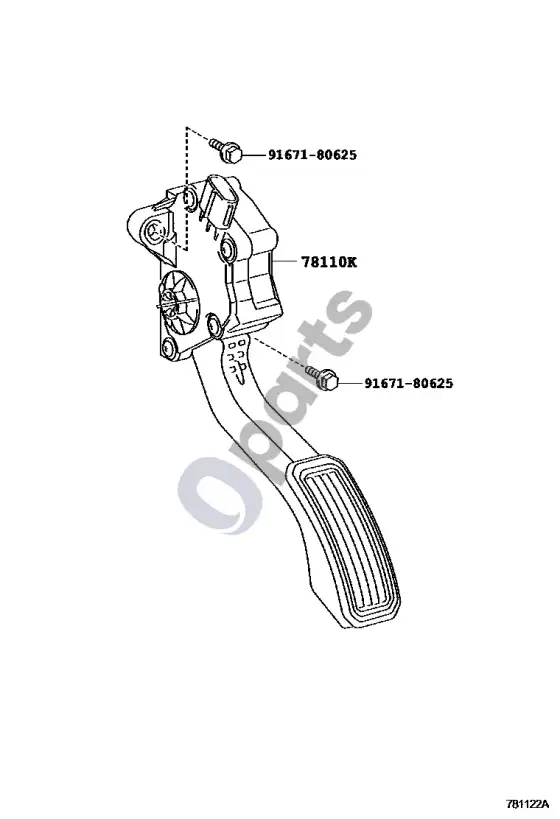 Toyota Corolla E140 E150 akceleratoriaus trauklė – schema