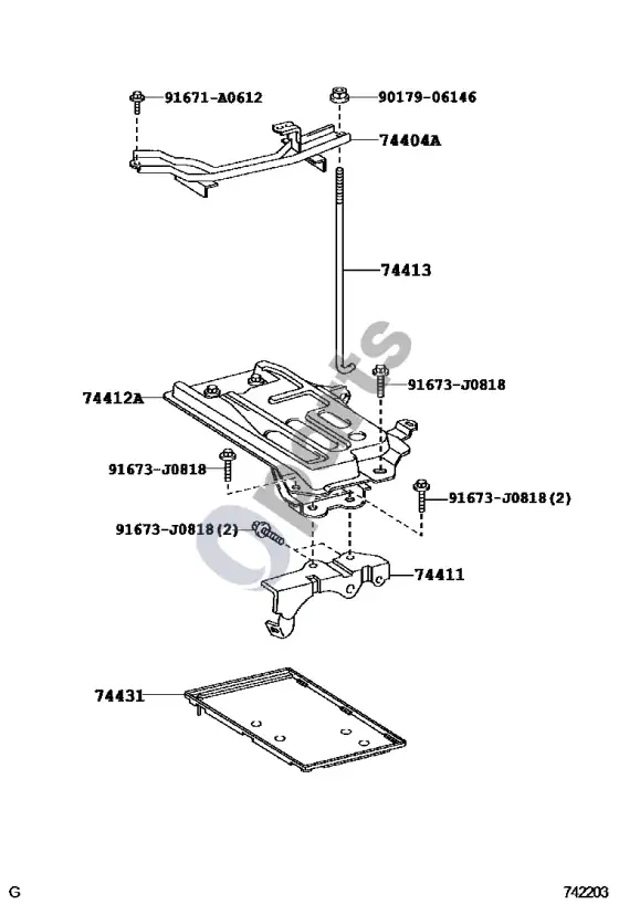 Toyota Corolla E140 E150 akumuliatoriaus lizdas – schema