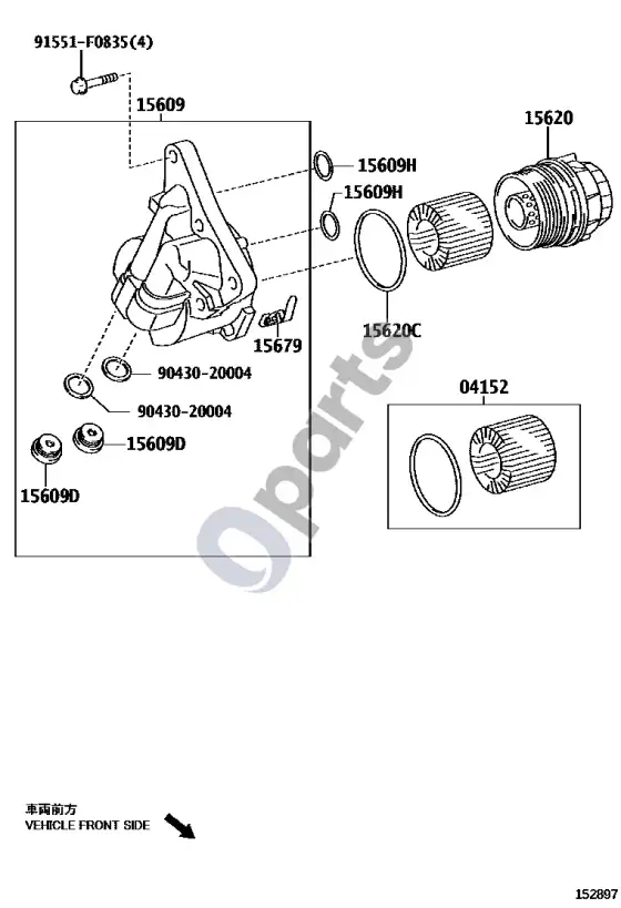 Toyota Corolla E140 E150 alyvos filtras – schema