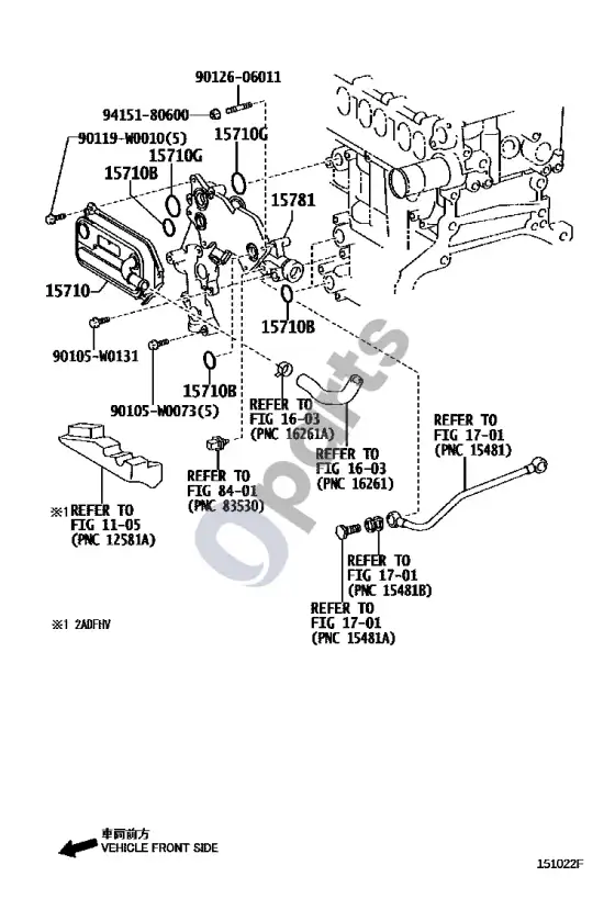 Toyota Corolla E140 E150 variklio alyvos aušintuvas – schema