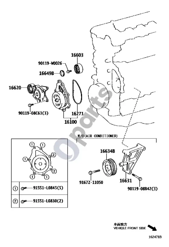 Toyota Corolla E140 E150 vandens siurblys – schema