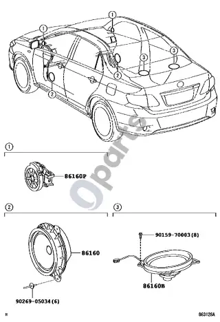 Toyota Corolla E140 E150 (2007–2013) Garsiakalbis – schema