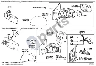 Toyota Corolla E140 E150 (2007–2013) Veidrodis – schema