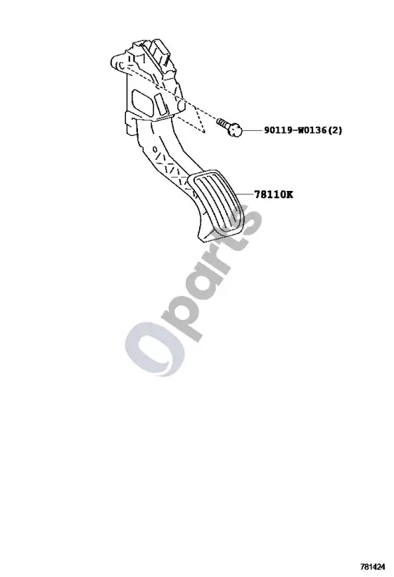 Toyota Corolla E160 E170 akceleratoriaus trauklė – schema