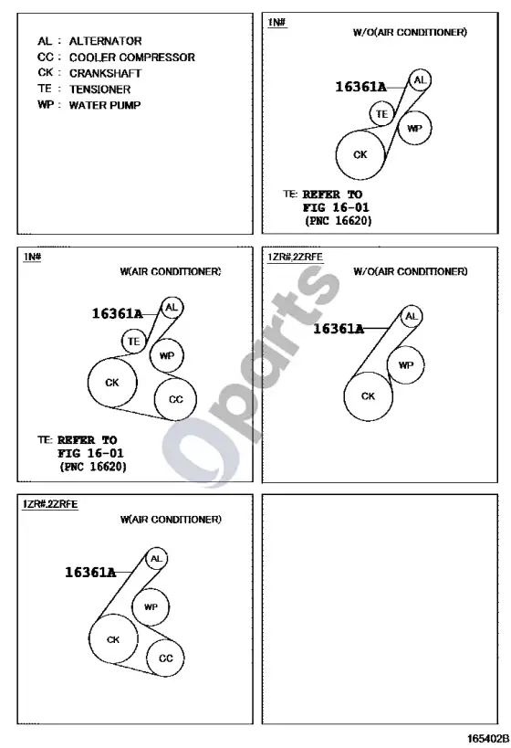 Toyota Corolla E160 E170 pleištinis diržas – schema