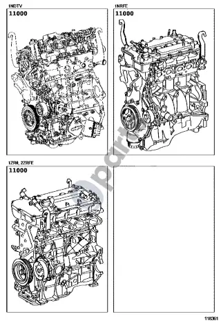Toyota Corolla E160 E170 (2013–) Dalinis variklio mazgas – schema