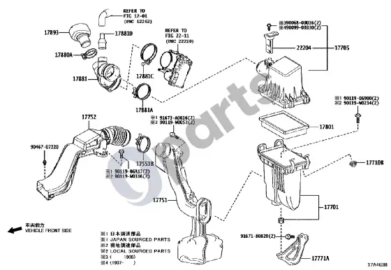 Toyota Corolla E160 E170 oro filtras – schema