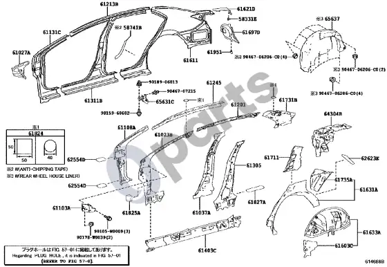 Toyota Corolla E160 E170 lonžeronas – schema