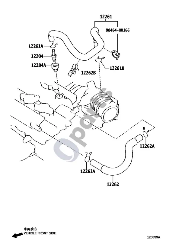 Toyota Corolla E160 E170 vėdinimo žarna – schema