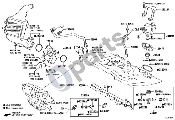 Toyota Corolla E160 E170 degalų įpurškimo sistema – schema