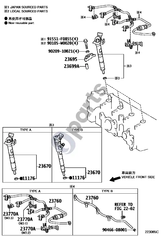 Toyota Corolla E160 E170 purkštukas – schema